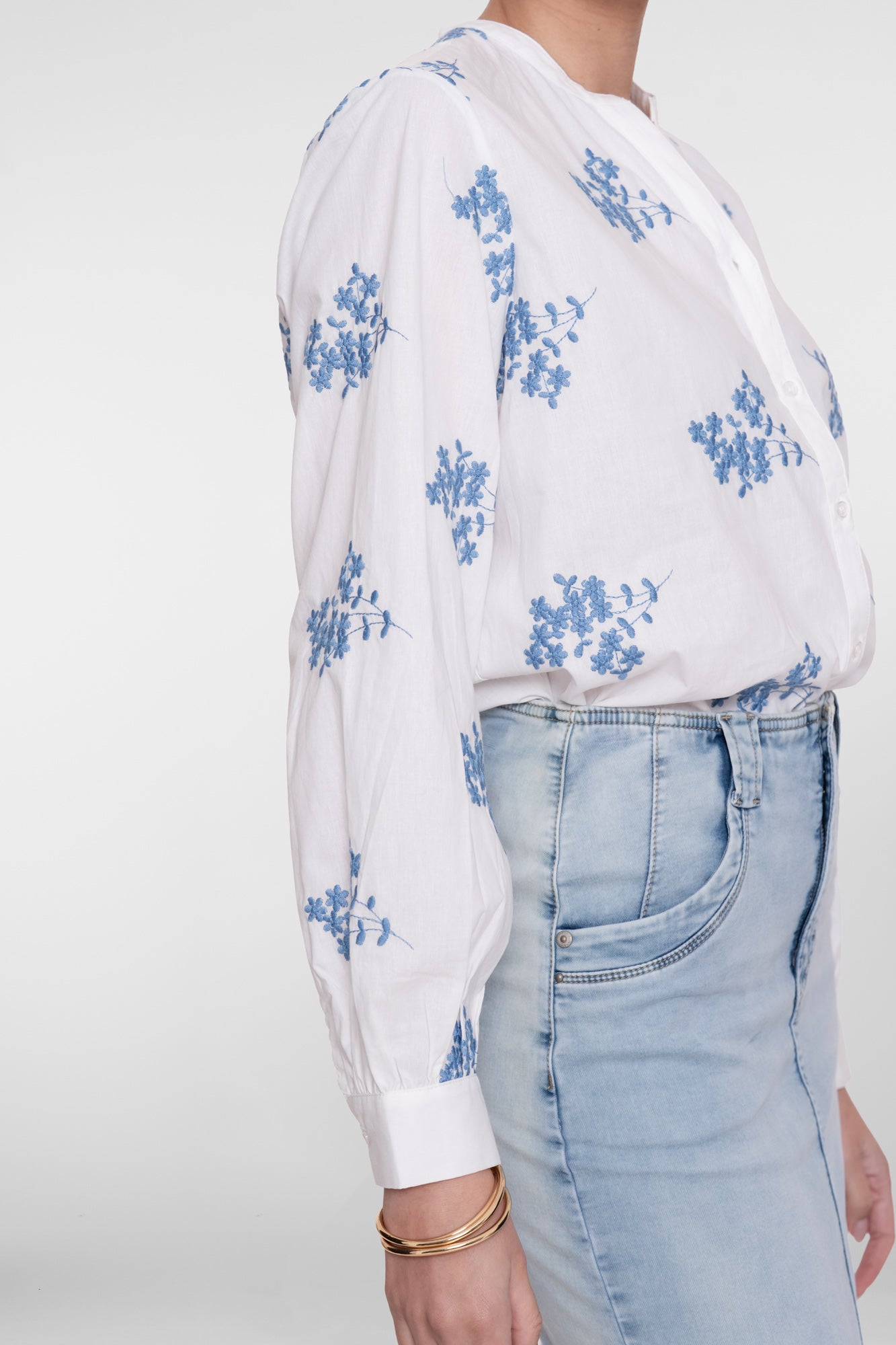 Geisha blouse geborduurde bloemen