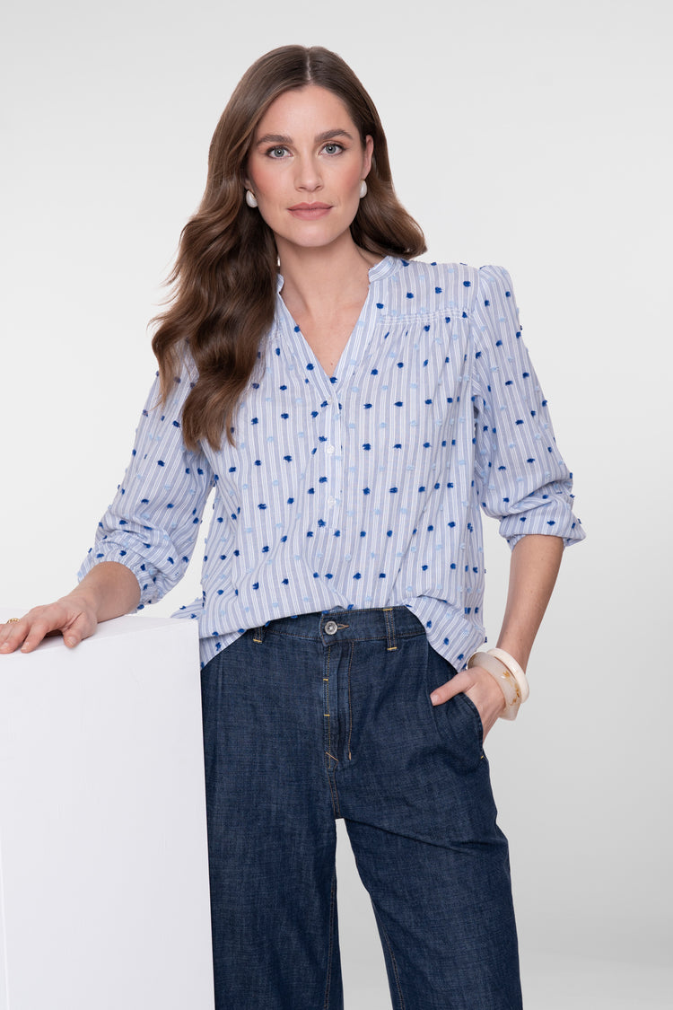 Geisha gestreepte top met dots