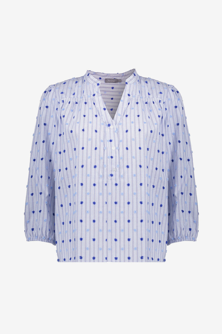 Geisha gestreepte top met dots