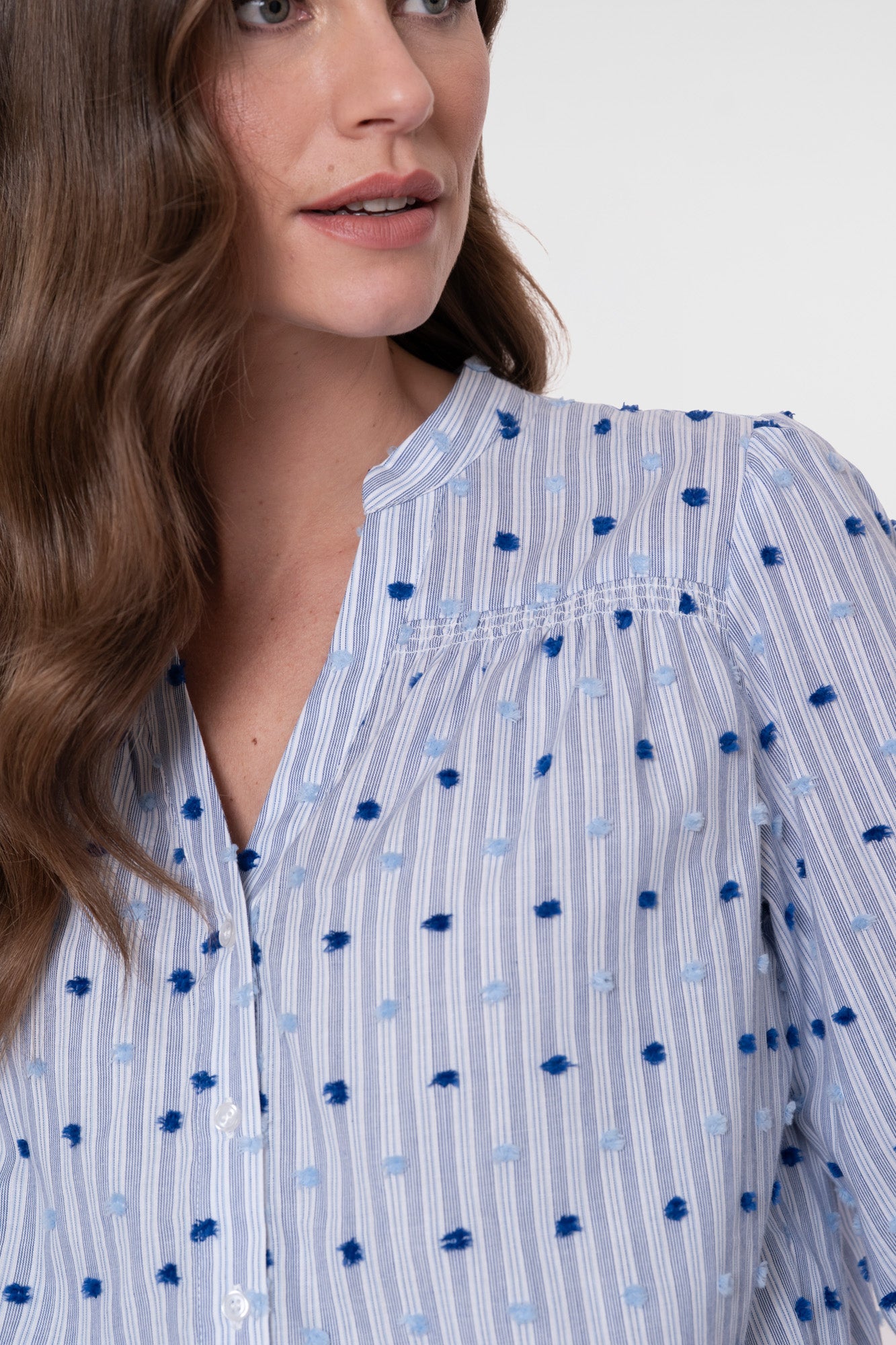 Geisha gestreepte top met dots