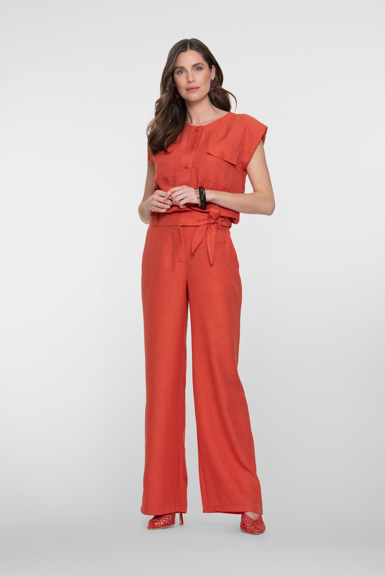 Geisha cropped blouse met linnenlook