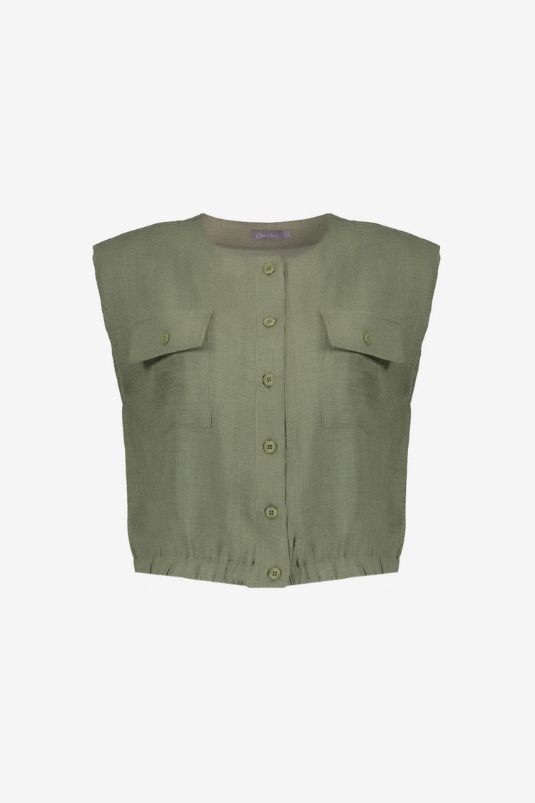 Geisha cropped blouse met linnenlook
