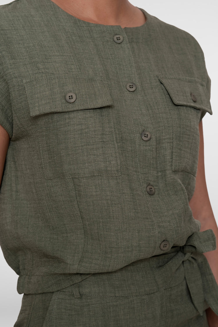 Geisha cropped blouse met linnenlook