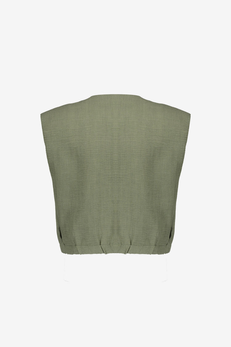 Geisha cropped blouse met linnenlook