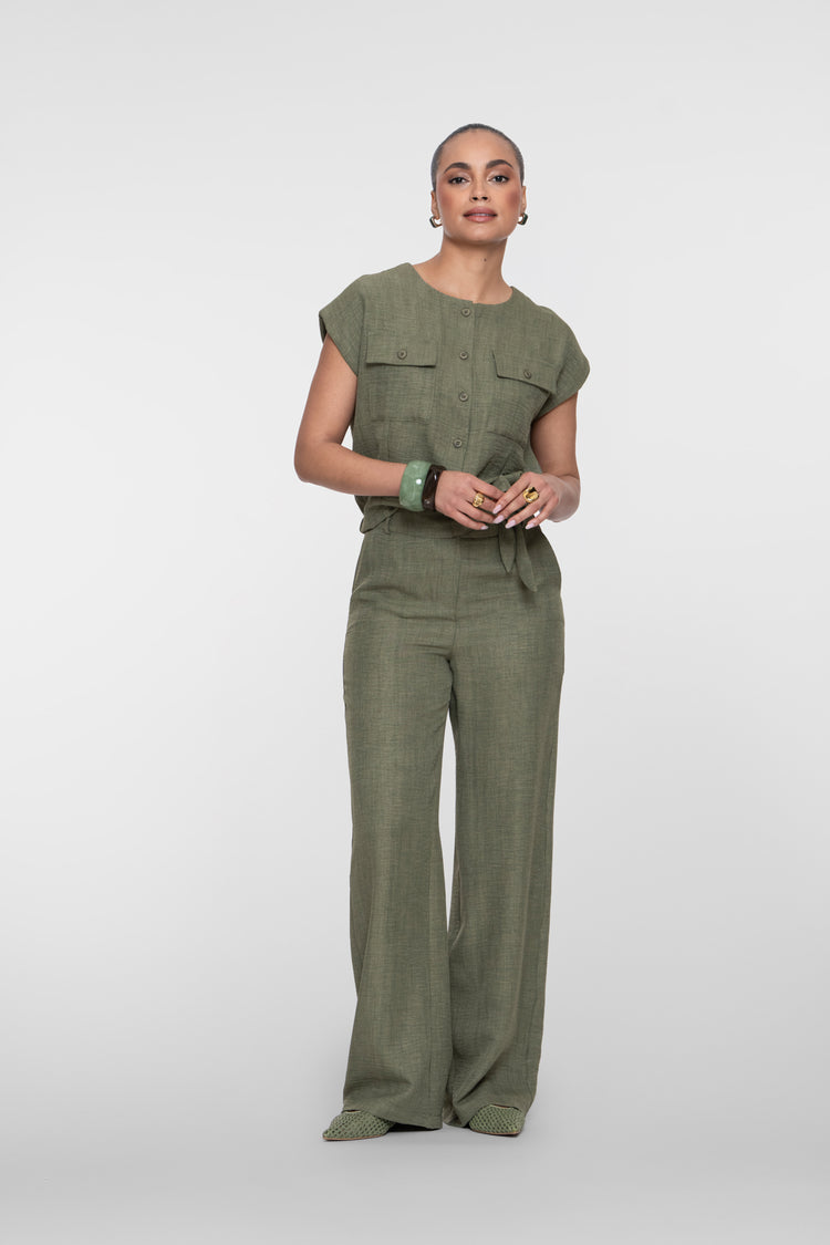 Geisha cropped blouse met linnenlook