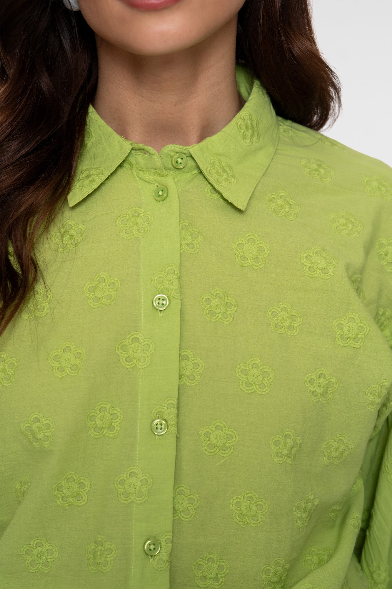 Geisha blouse lime met broderie