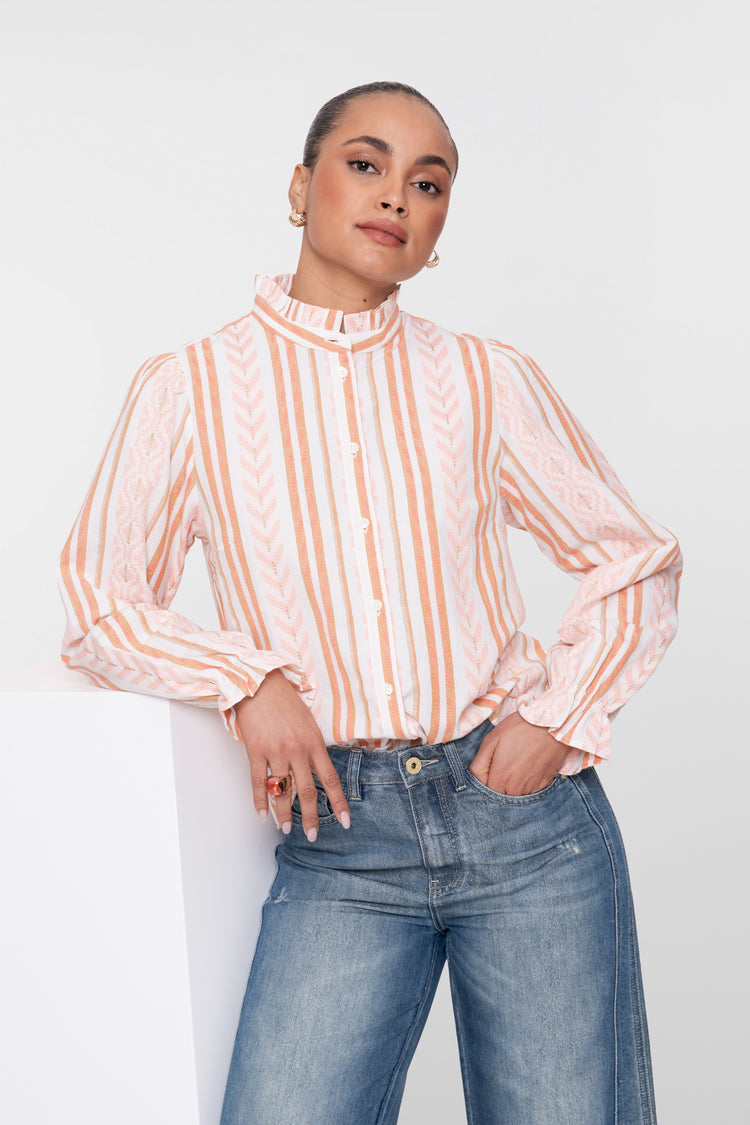 Geisha jacquard blouse met print