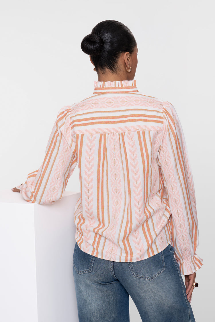 Geisha jacquard blouse met print