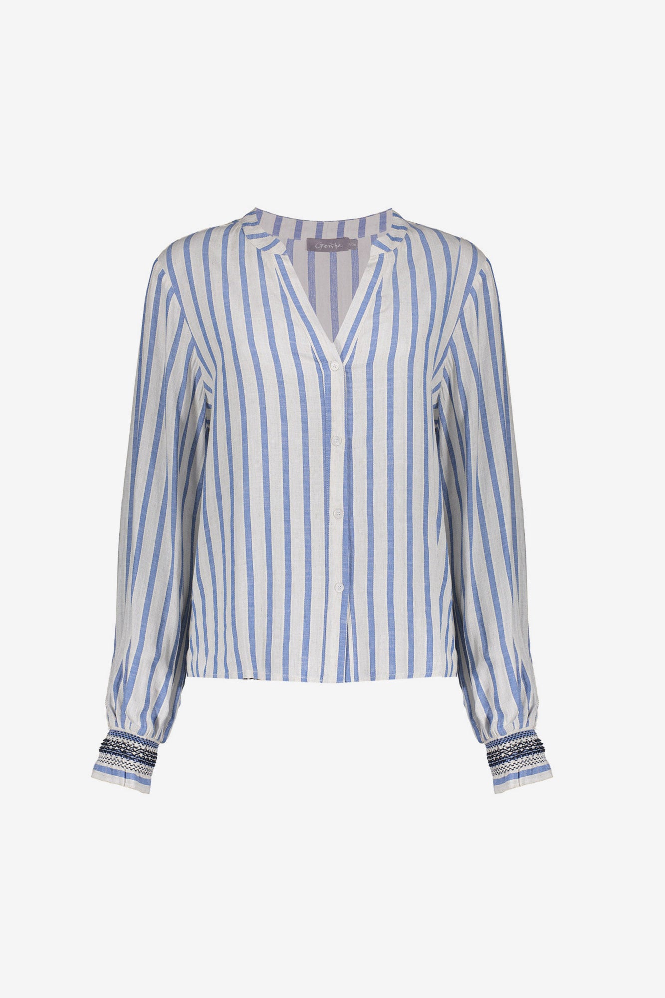 Geisha gestreepte blouse met sierlijke cuffs