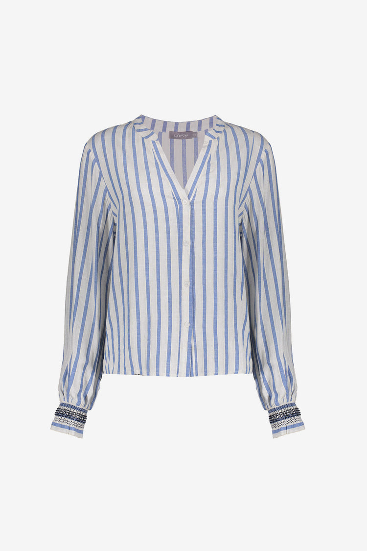 Geisha gestreepte blouse met sierlijke cuffs