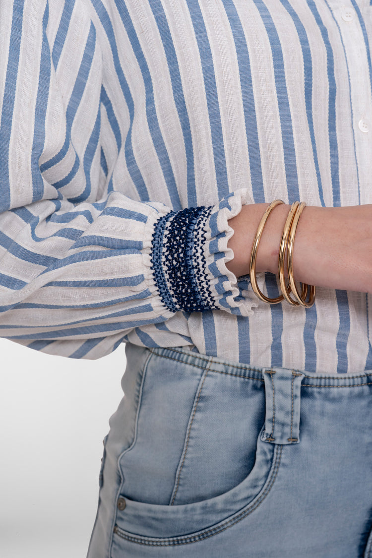 Geisha gestreepte blouse met sierlijke cuffs