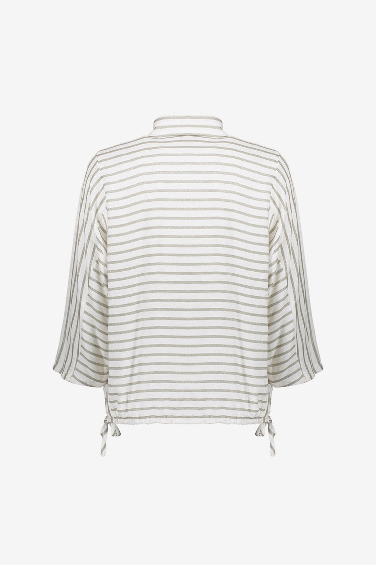 Geisha damesblouse met zilveren strepen en losse fit