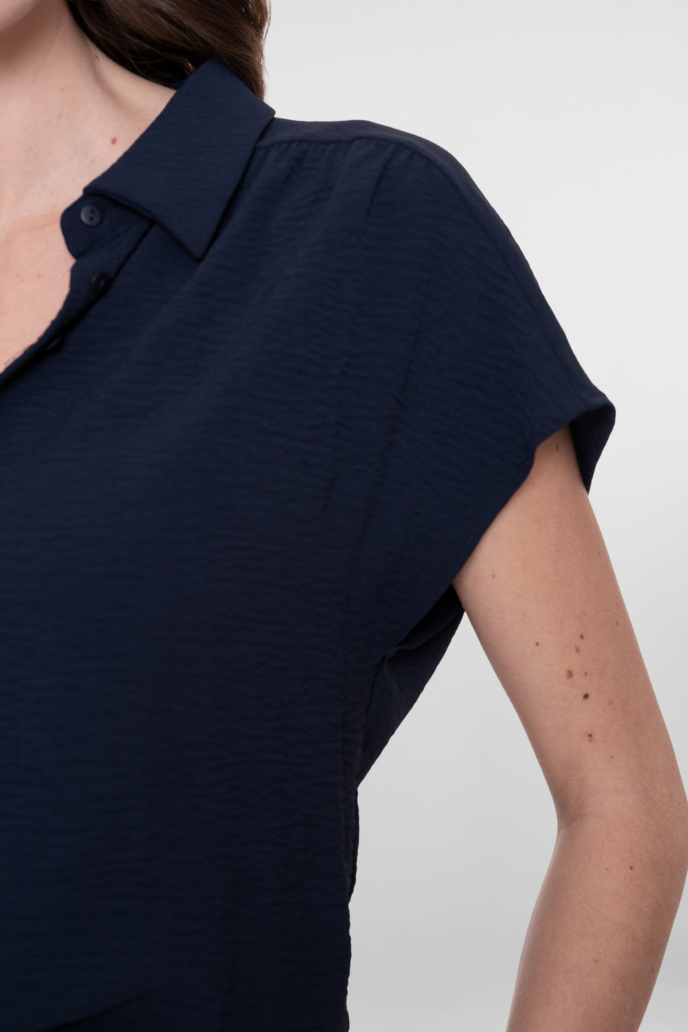 Geisha navy blouse met korte mouwen