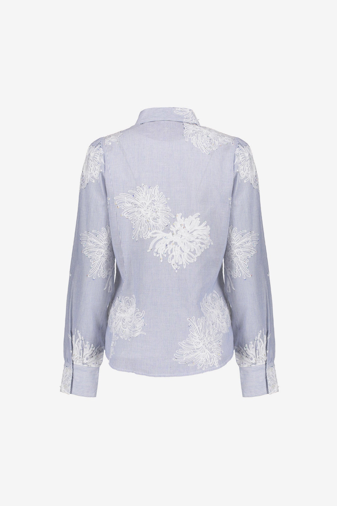 Geisha blouse met geborduurde bloemen en strepen