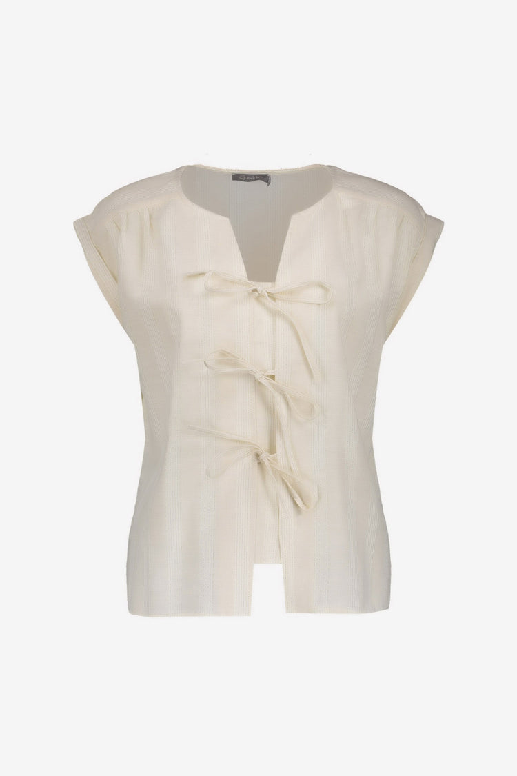 Geisha blouse met sierlijke striksluiting en lurex