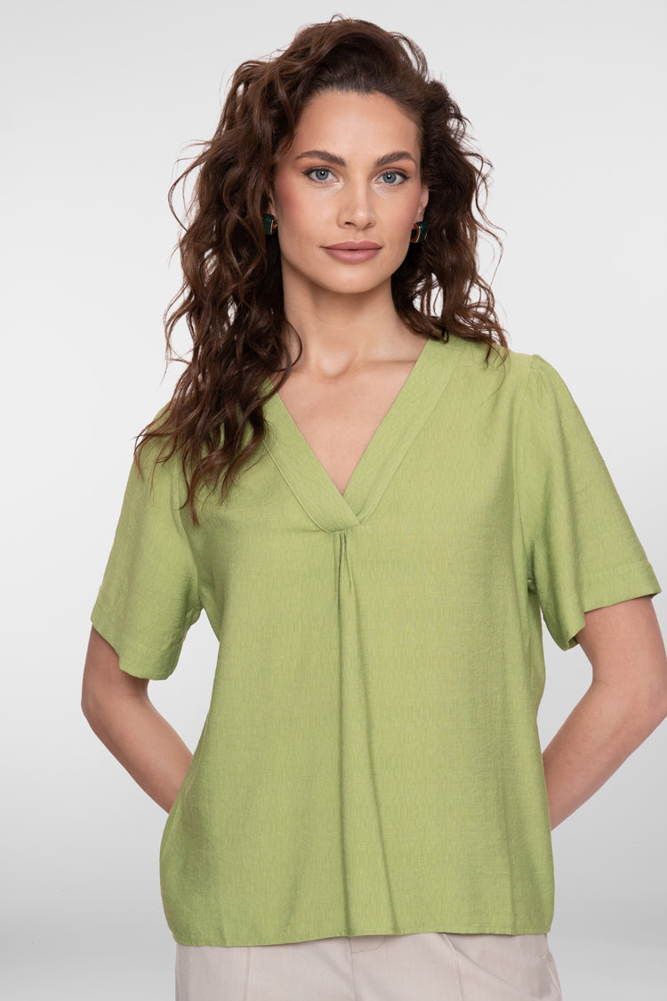 Geisha top met V-hals en korte mouwen