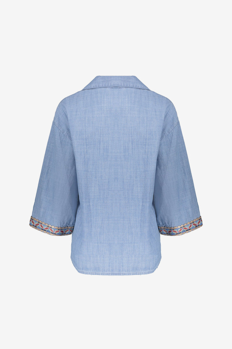 Geisha blouse denim met tape detail