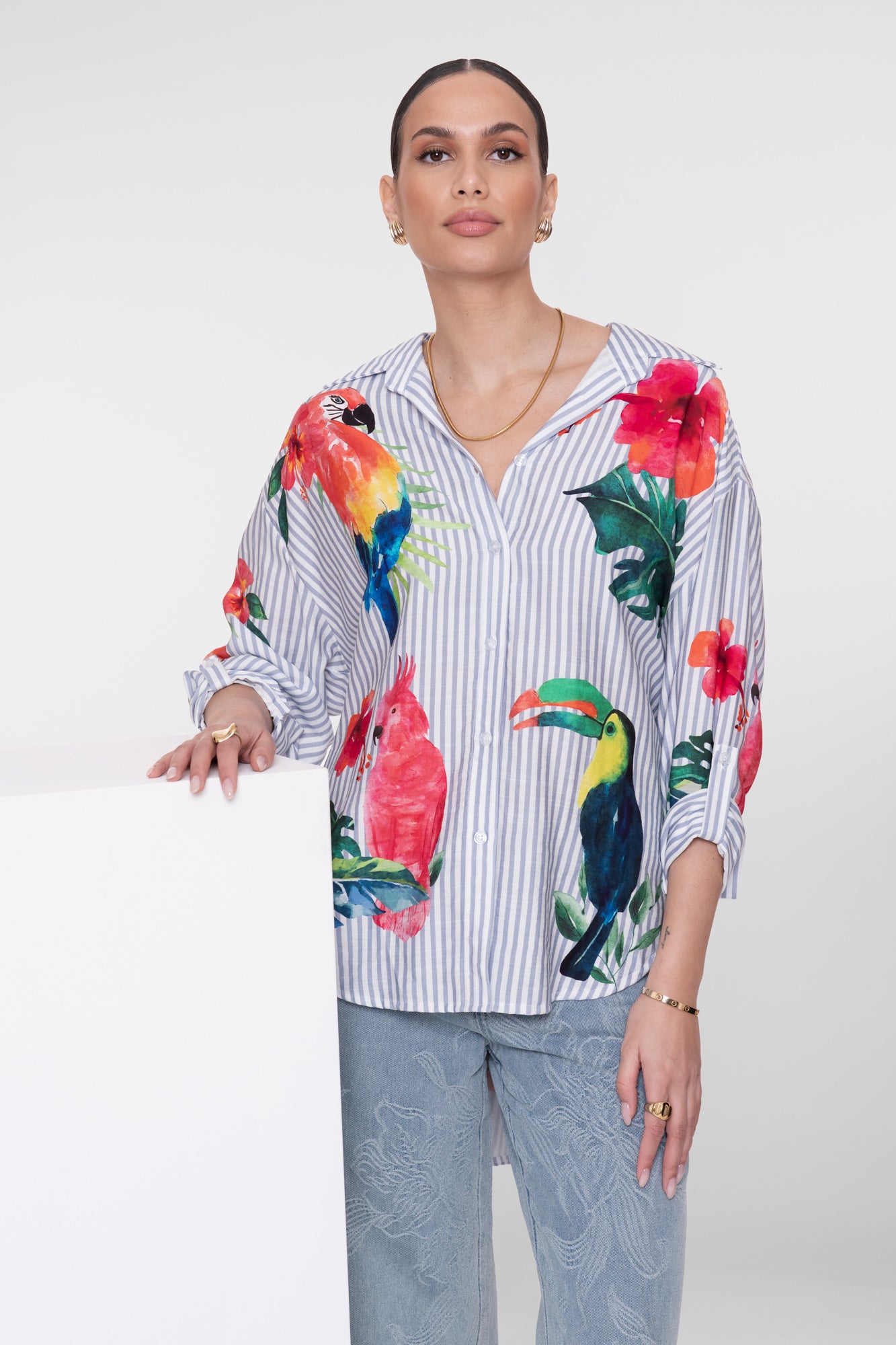 Geisha blouse tropische print