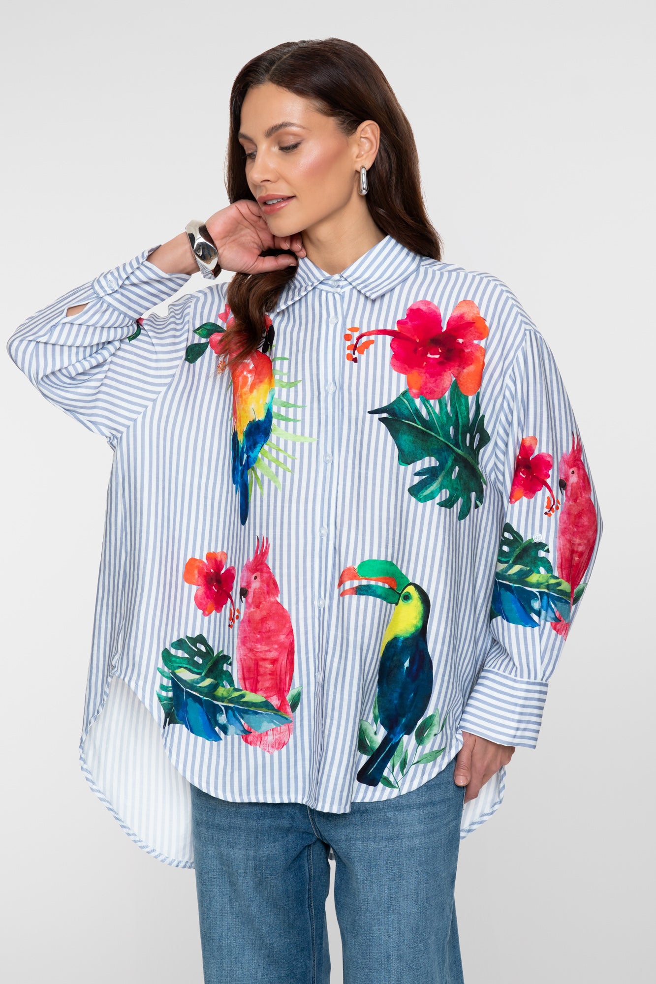Geisha blouse tropische print