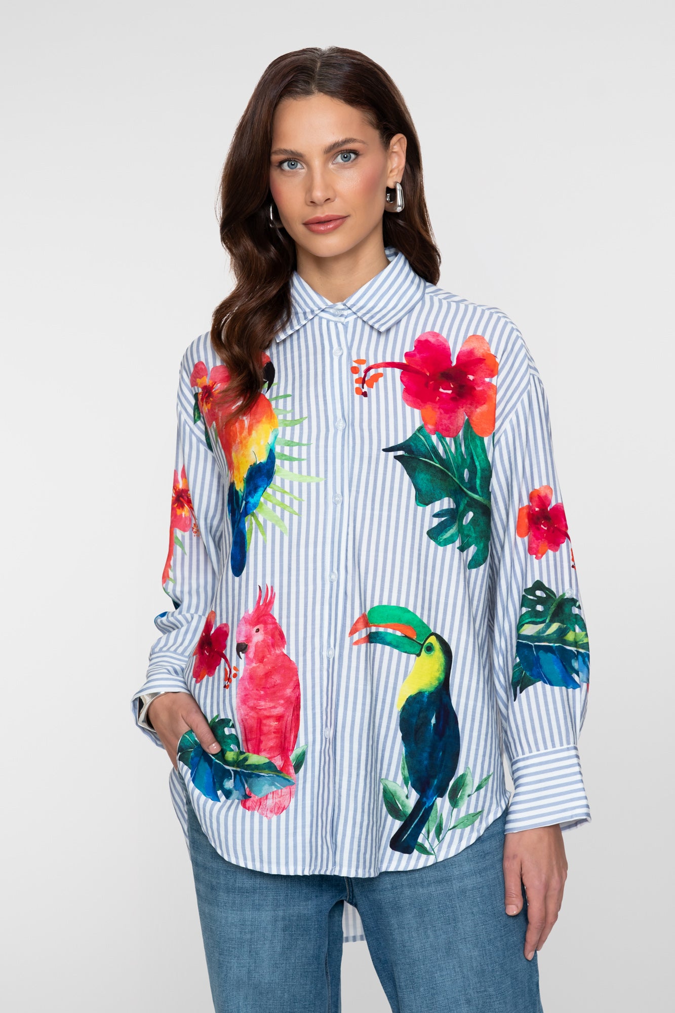Geisha blouse tropische print
