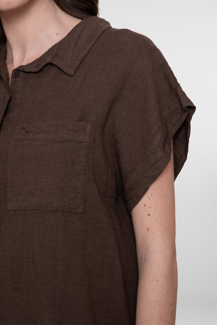 Geisha blouse met korte mouw en borstzak