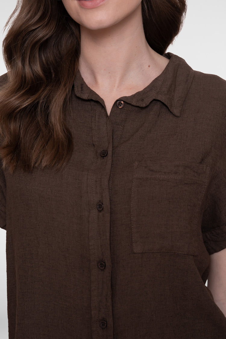 Geisha blouse met korte mouw en borstzak