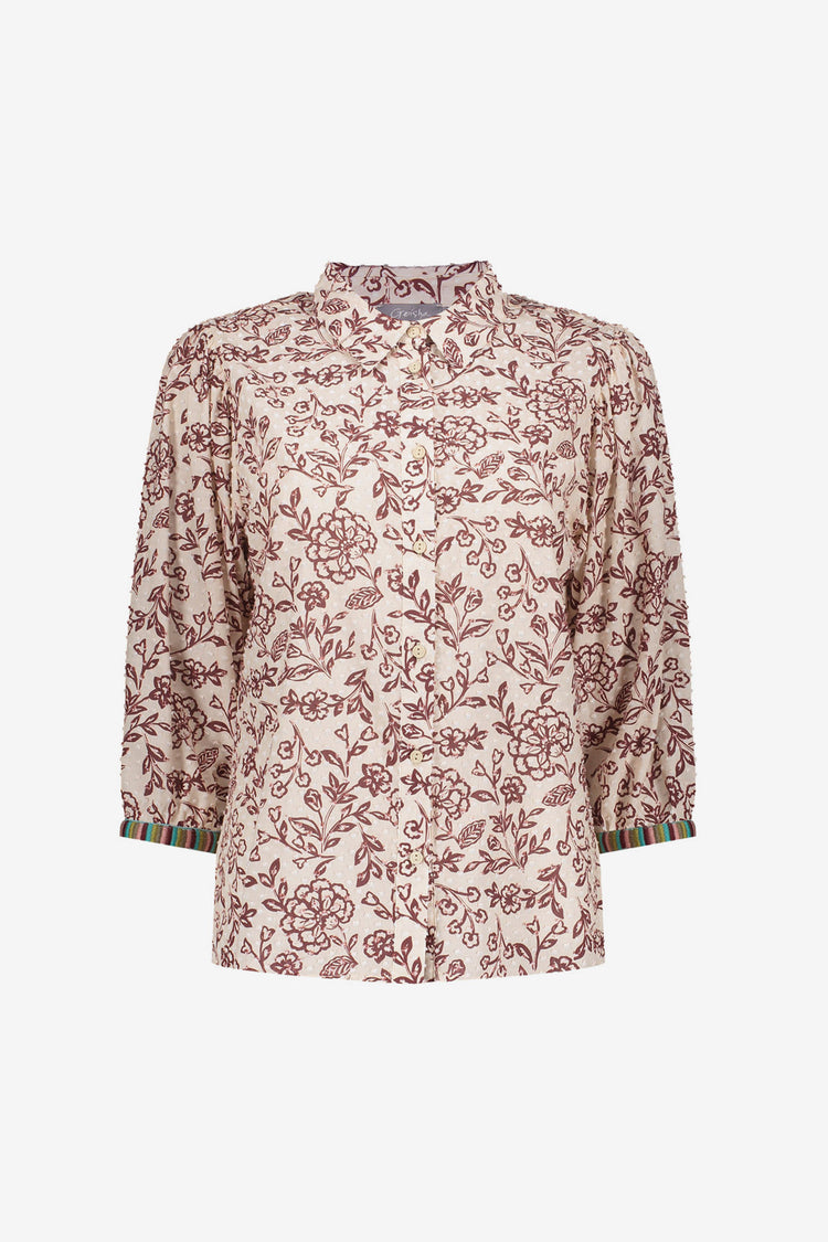 Geisha blouse met bloemetjespatroon en dot detail