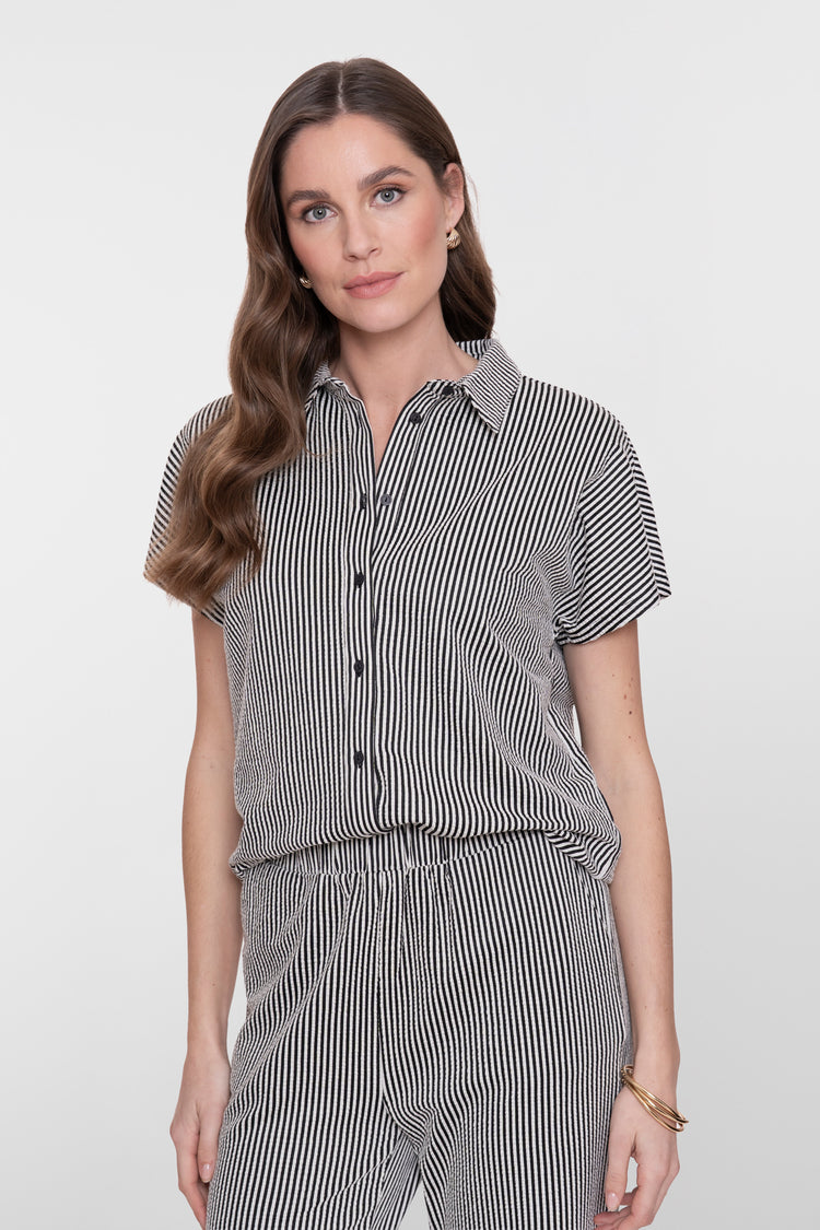 Geisha blouse met strepen en korte mouwen