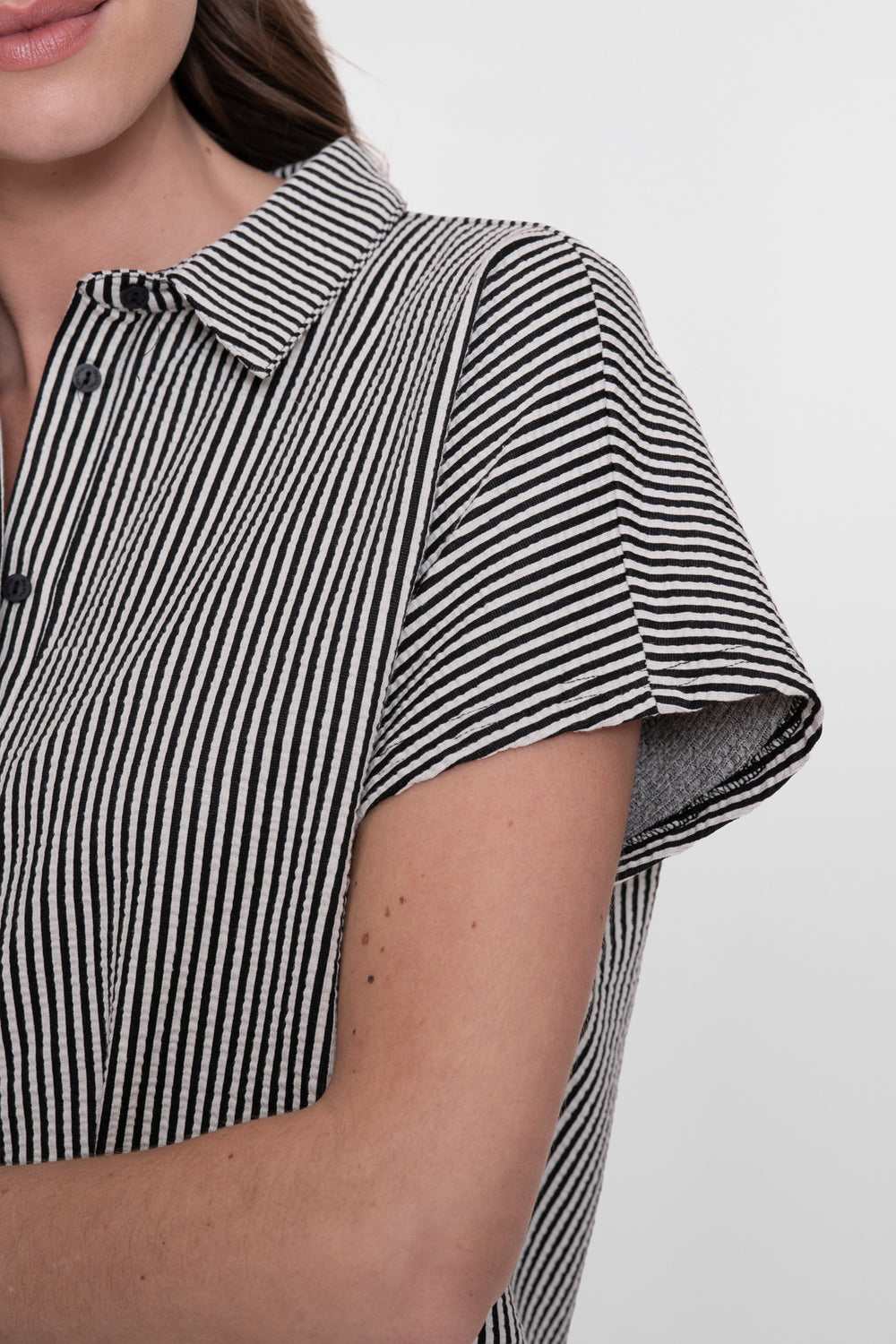 Geisha blouse met strepen en korte mouwen