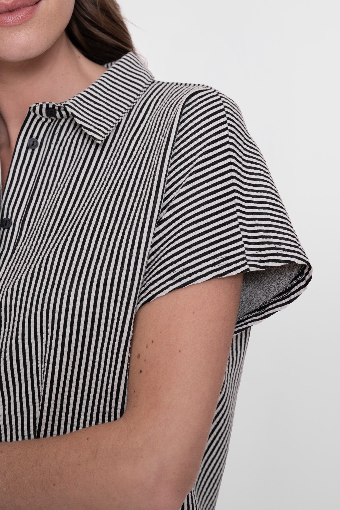 Geisha blouse met strepen en korte mouwen