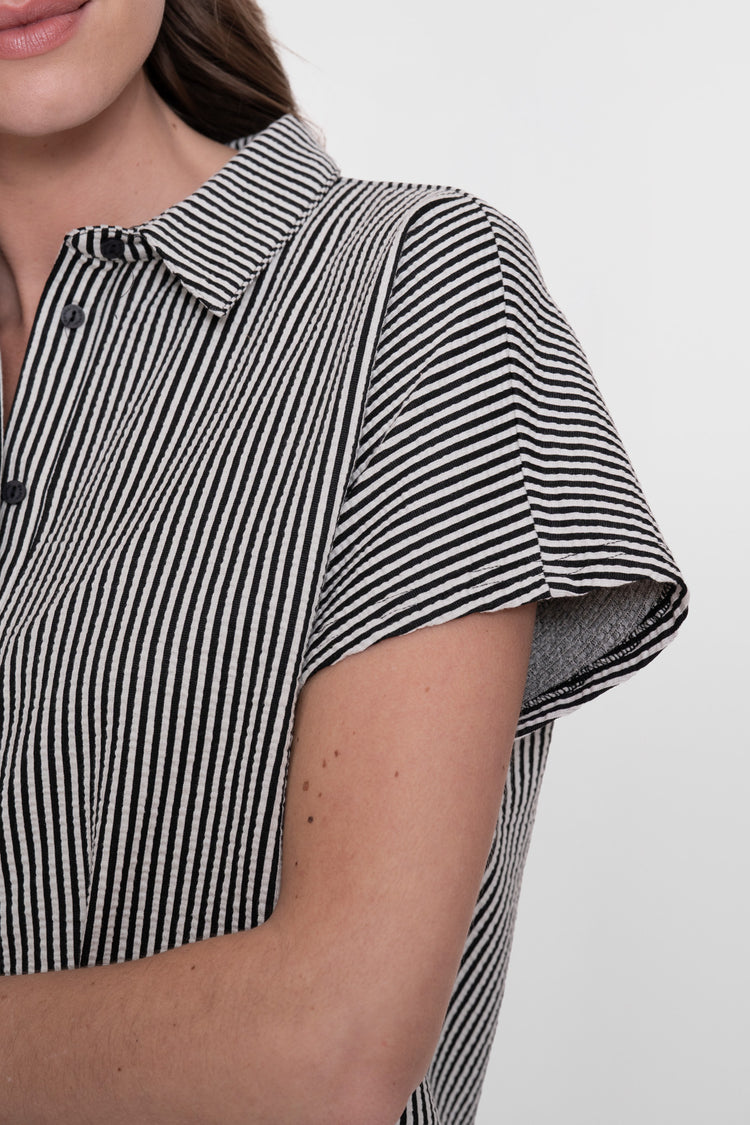 Geisha blouse met strepen en korte mouwen