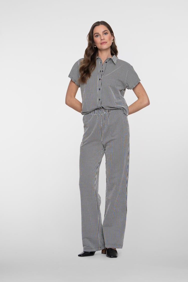 Geisha blouse met strepen en korte mouwen