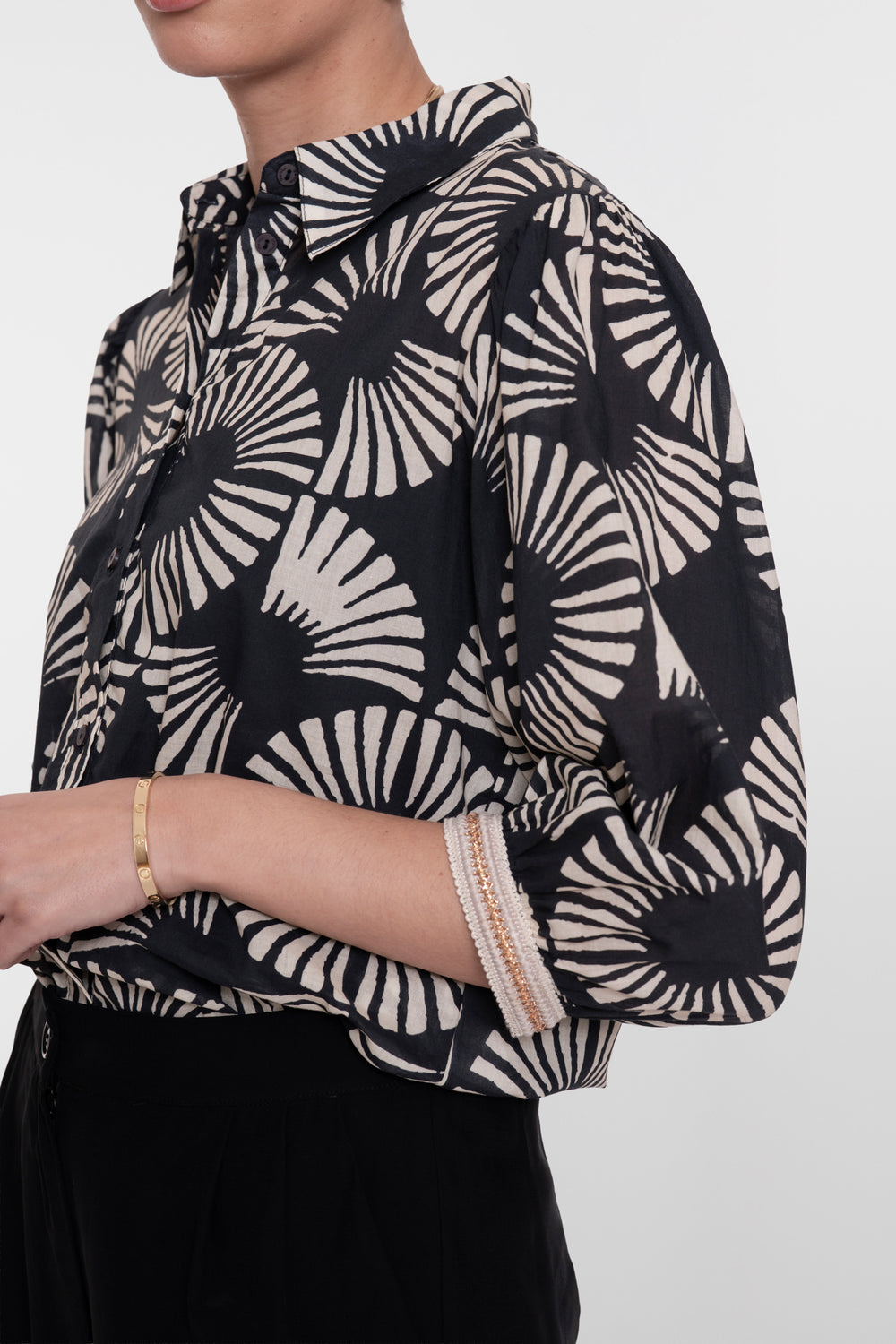 Geisha blouse met waaierprint