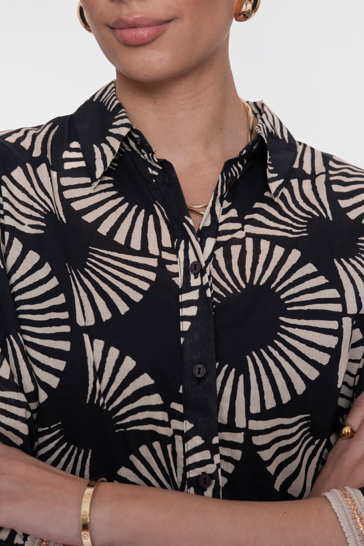 Geisha blouse met waaierprint