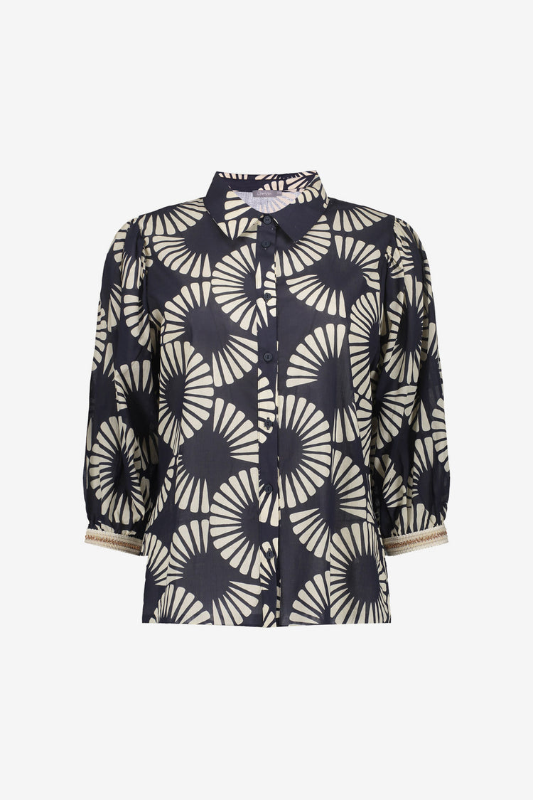 Geisha blouse met waaierprint