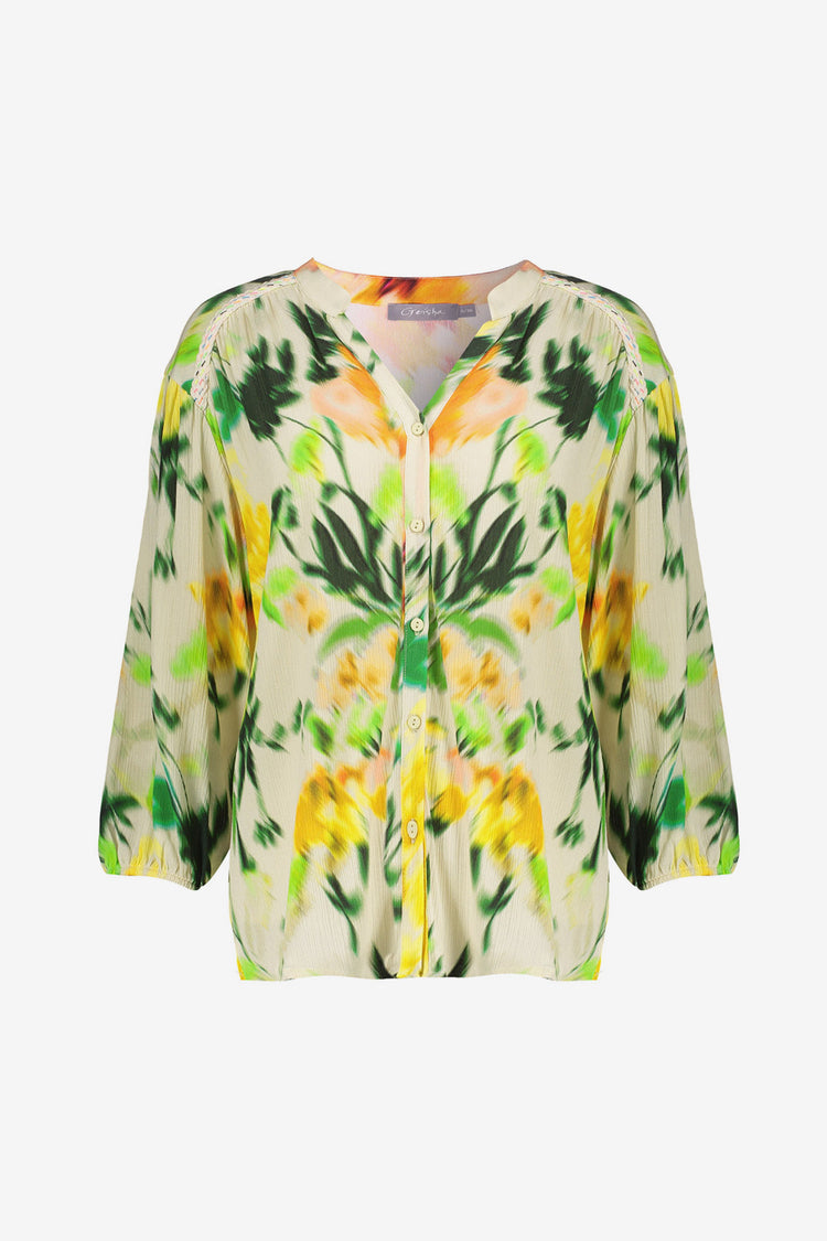 Geisha aquarel print blouse