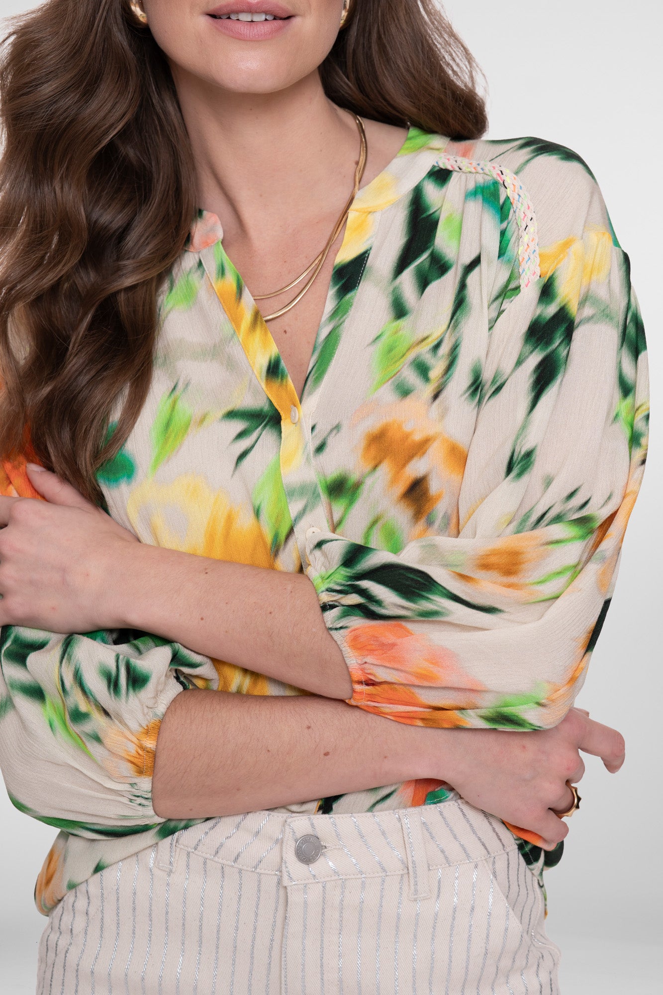 Geisha aquarel print blouse