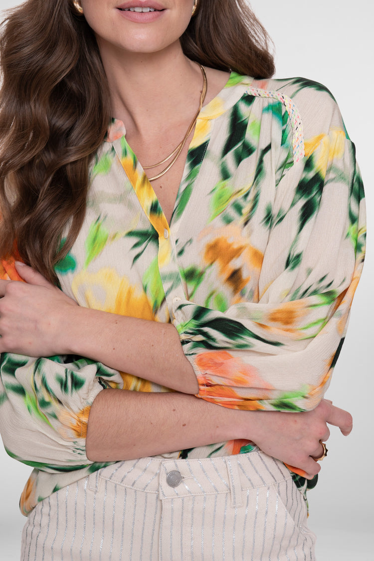 Geisha aquarel print blouse