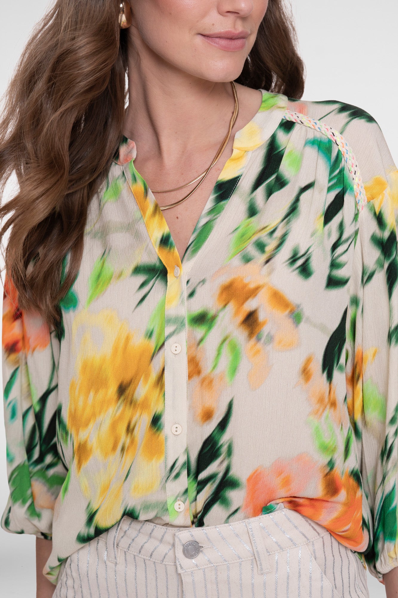 Geisha aquarel print blouse