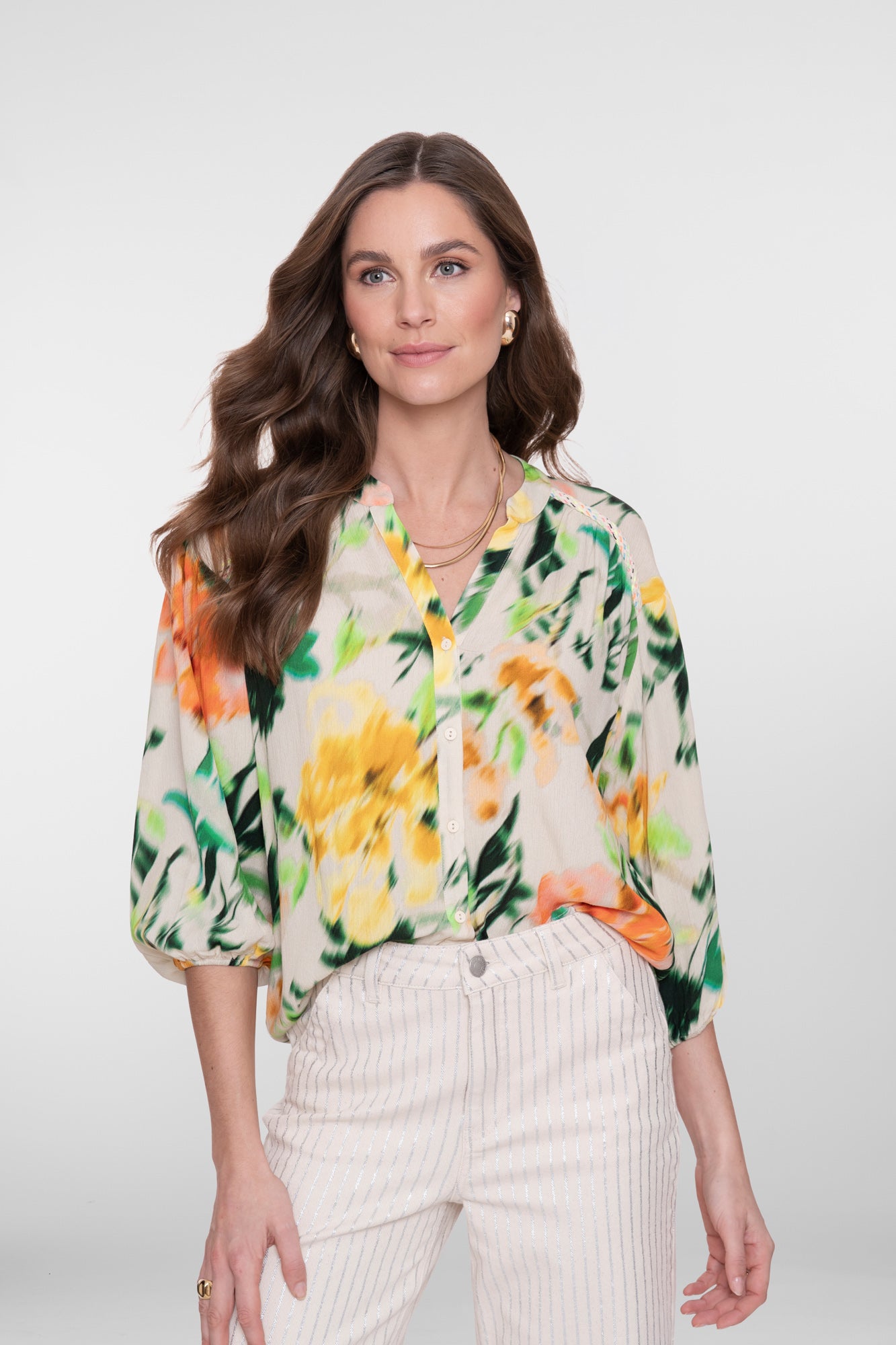Geisha aquarel print blouse