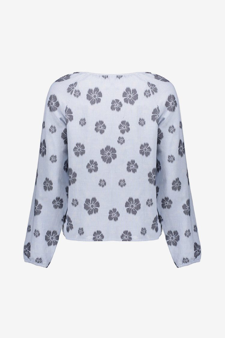 Geisha top met streepdessin en bloemen