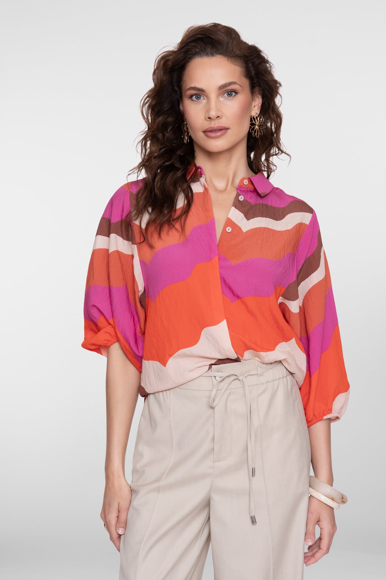 Geisha blouse met wave print
