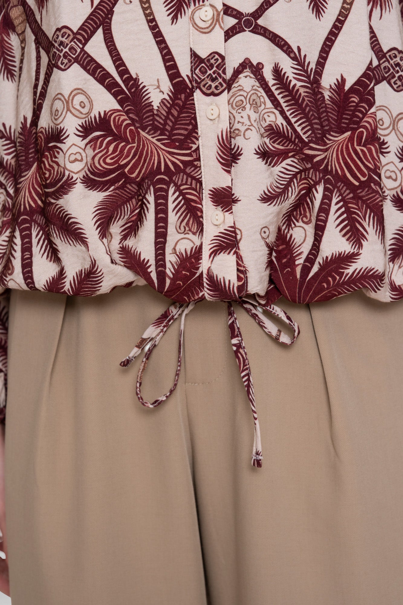 Geisha palmboom drawstring blouse