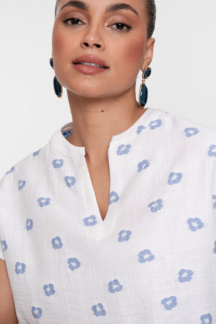 Geisha top met bloemenprint en V-hals