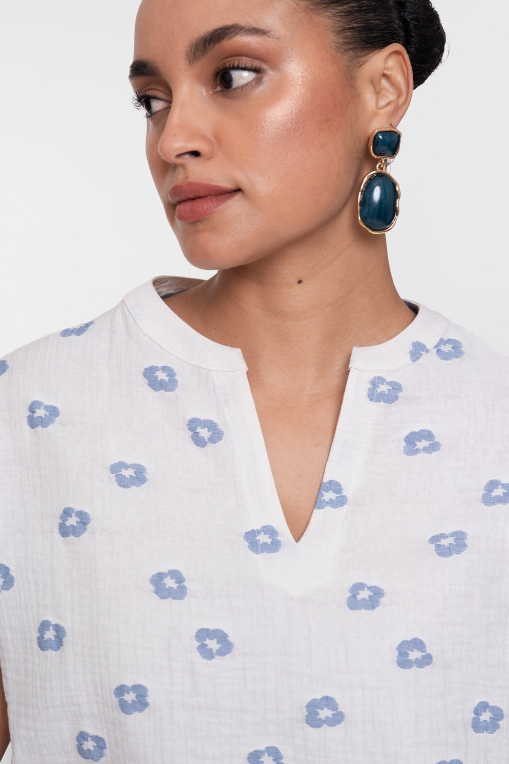 Geisha top met bloemenprint en V-hals