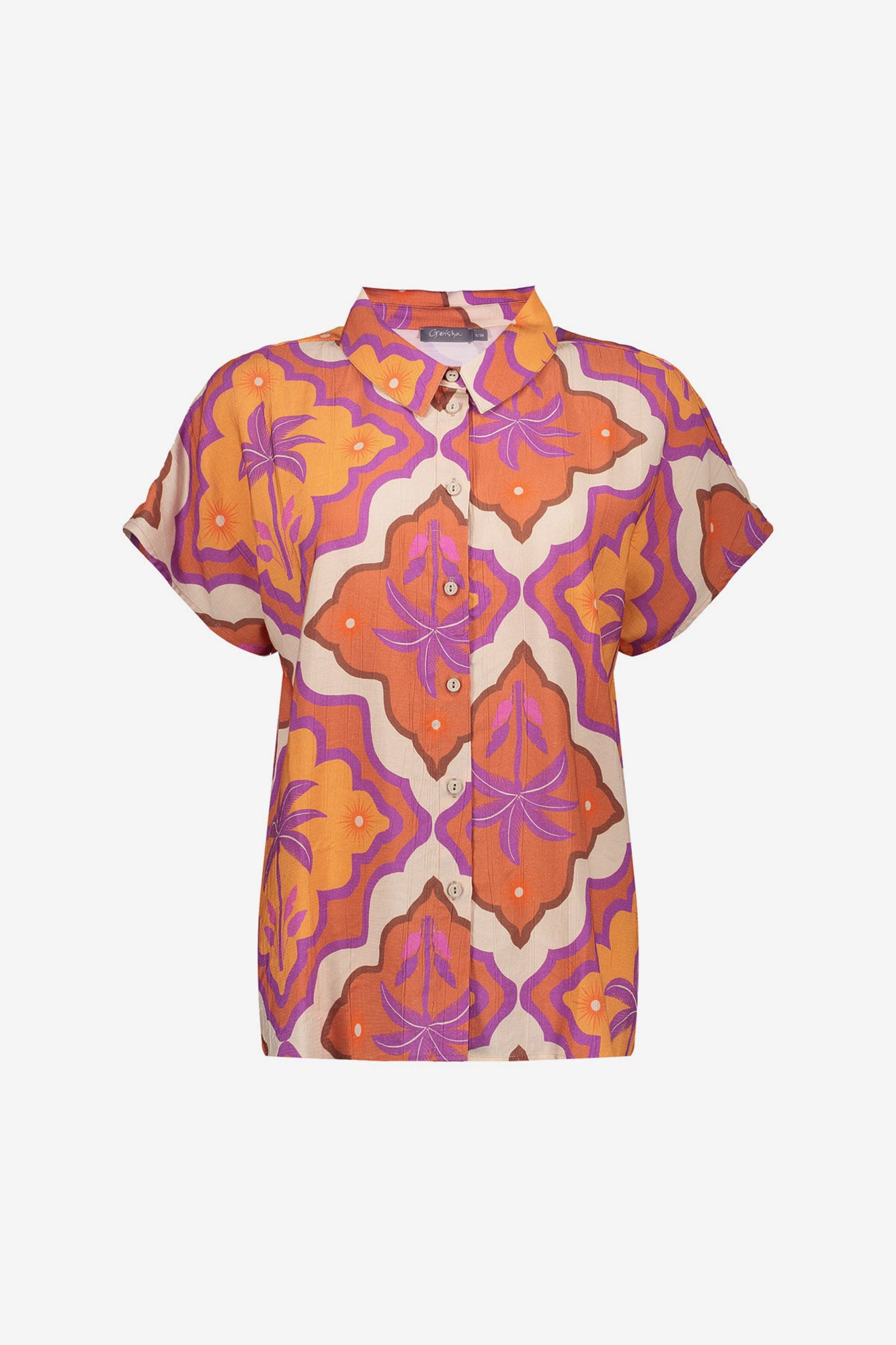 Geisha blouse met korte mouwen en grafische print