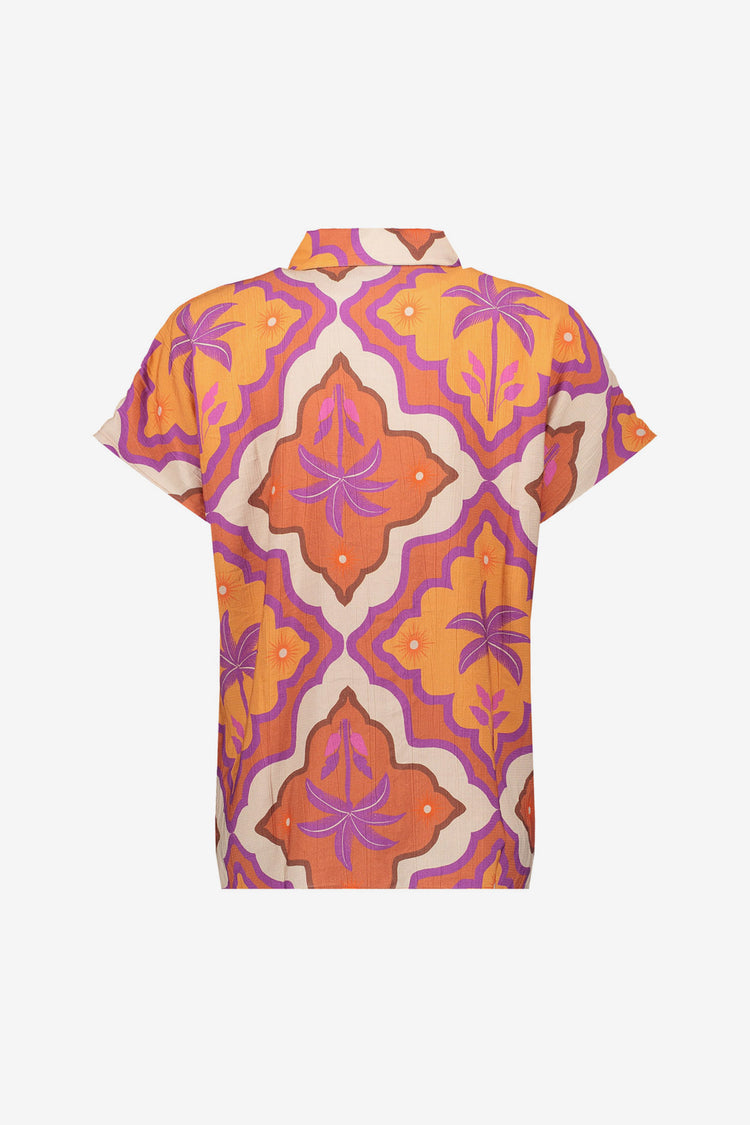 Geisha blouse met korte mouwen en grafische print