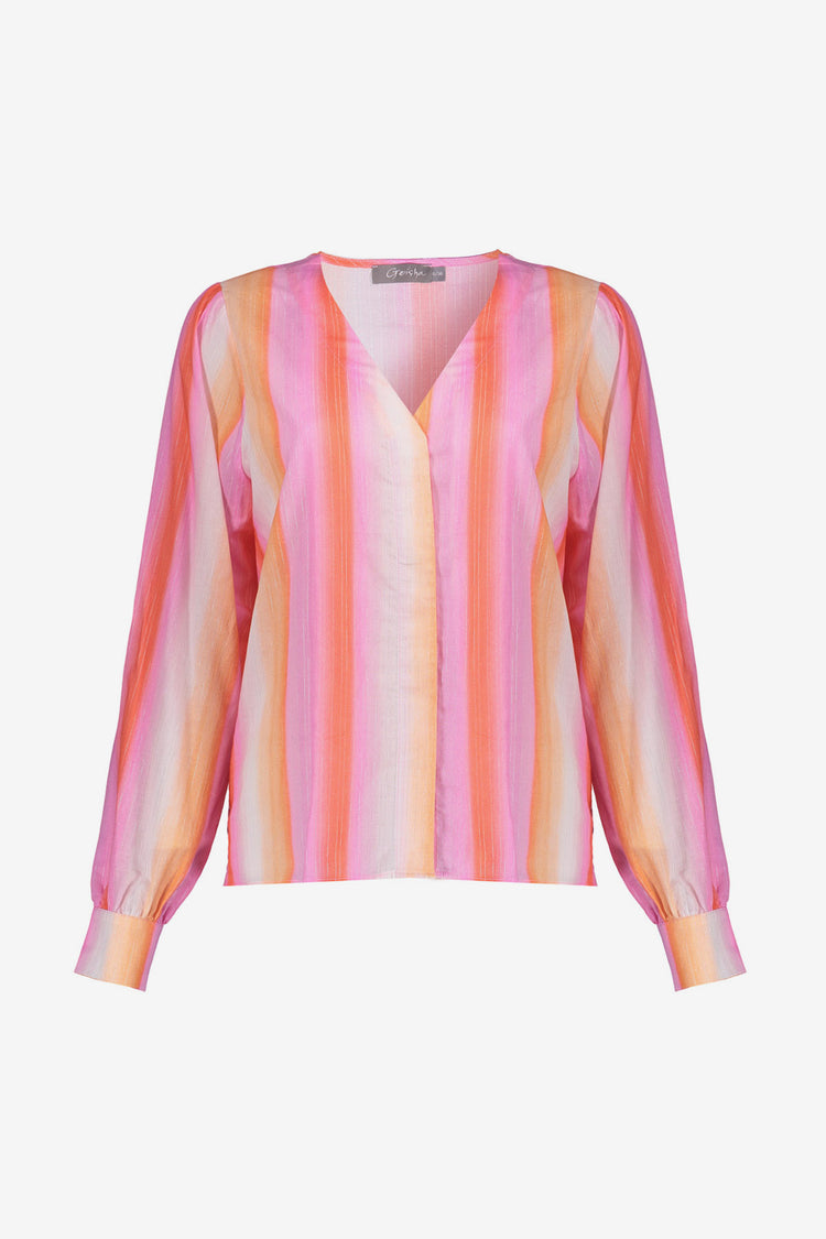 Geisha blouse met strepen en lurex