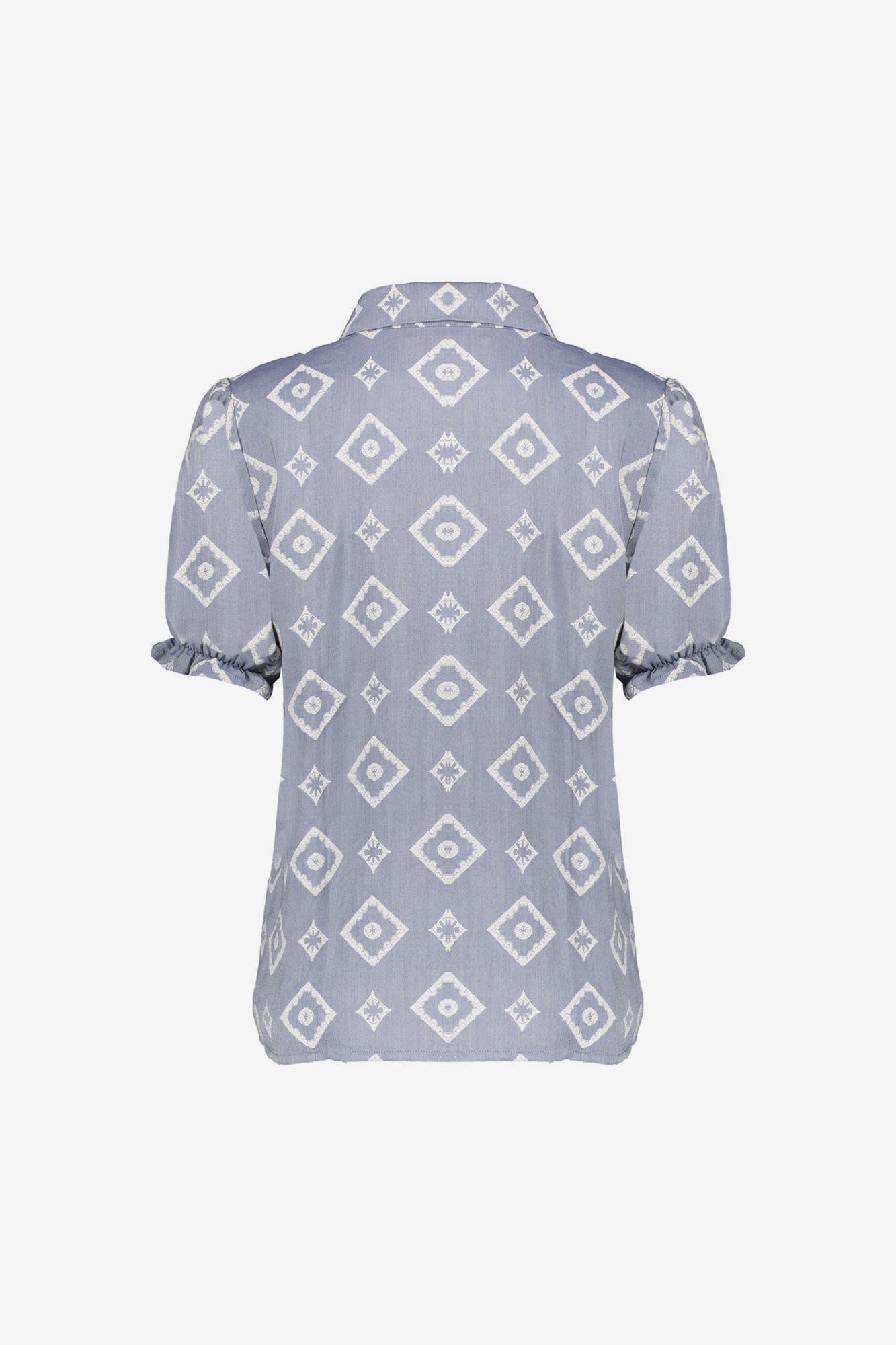 Geisha blouse met Ikatprint en Ruffle