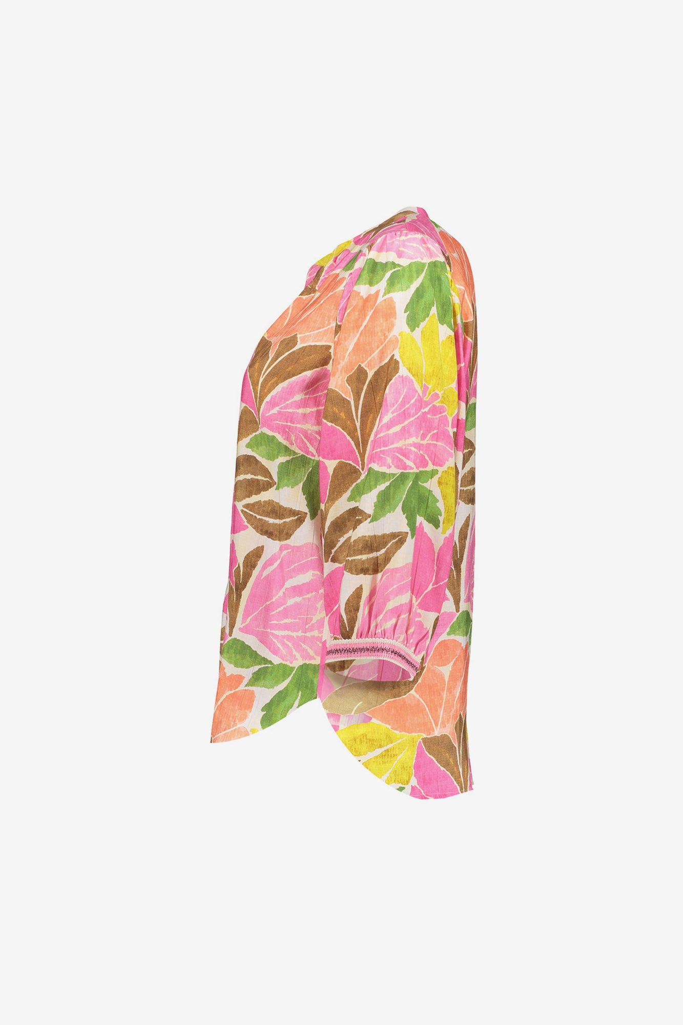 Geisha top met kleurrijke botanische print en V-hals